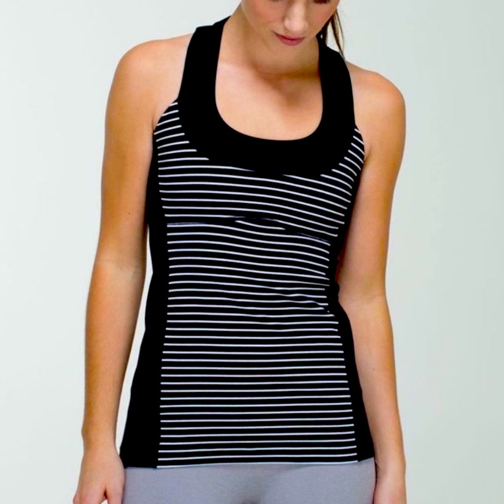 LULULEMON Scoop Neck Tank Striped T Strap Mesh 12 - Picture 3 of 8